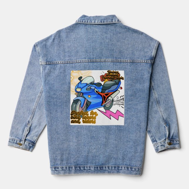 Chaqueta Vaquera Minimal Bike Art Graphic  Denim Jacket (Reverso )