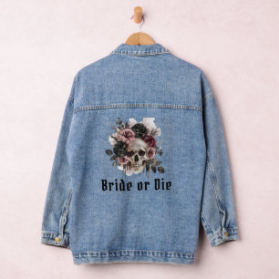Chaqueta Vaquera Moda de cráneo floral de novia o muerte Bacheloret