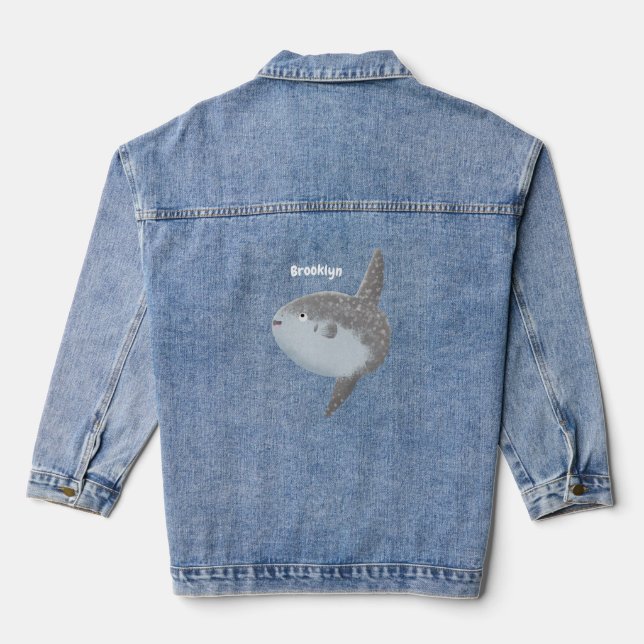 Chaqueta Vaquera Mola mola de pez luna oceánica lindo personalizado (Reverso )