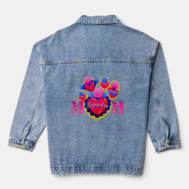 Chaqueta Vaquera 'MOM' - Corazones de Mamá  Arte Mexicano editable 