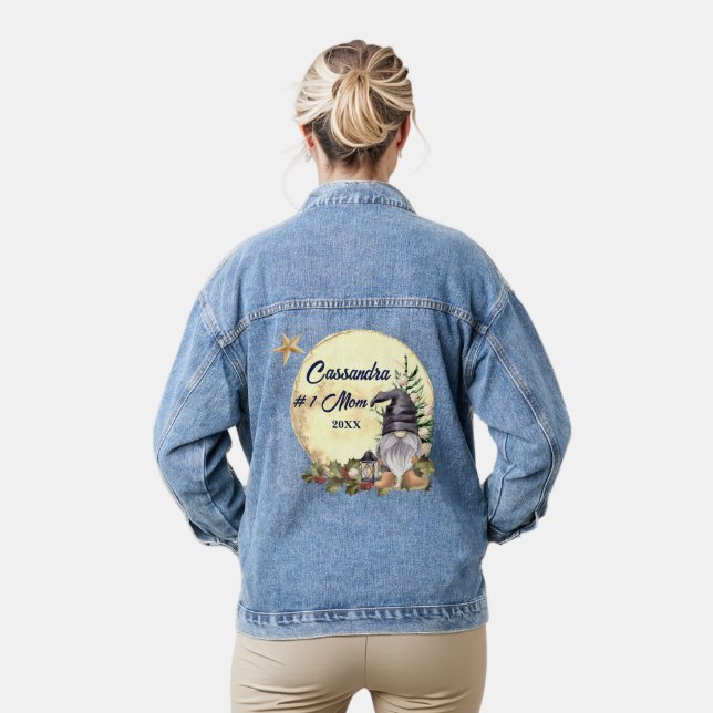 Chaqueta Vaquera Monograma #1 Gnome de acuarela de la abuela (Modelo)