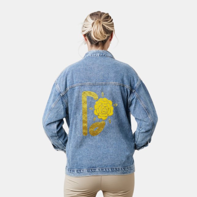 Chaqueta Vaquera Monograma D de floral amarillo dorado purpurina Mu (Modelo)