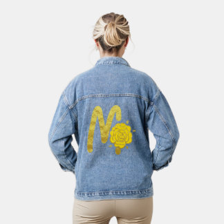 Chaqueta Vaquera Monograma floral amarillo dorado purpurina M Mujer