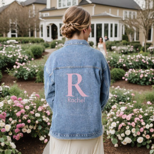 Chaqueta Vaquera Monograma personalizado rosado clásico moderno