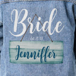 Chaqueta Vaquera Monograma rústico de novia boda<br><div class="desc">Cute Novias Costeras Bachelorette Monograma Acuarela Azul Jean Denim Chaqueta. Personalizado Monograma de la dama de honor, la fiesta de las novias, la fiesta de la soltera o el evento de los bodas. Si quieres algo especial para conmemorar la ocasión, este Jacket personalizado es el regalo perfecto para tu tribu...</div>