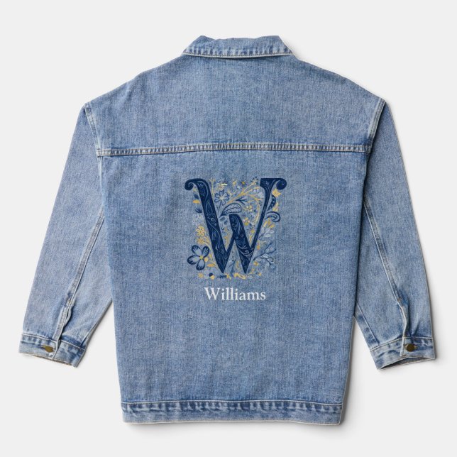 Chaqueta Vaquera Monograma W de caligrafía victoriana personalizada (Reverso )