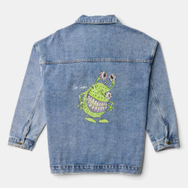 Chaqueta Vaquera monstruo alienígena verde de 4 ojos