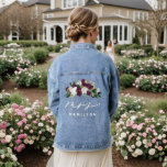 Chaqueta Vaquera Moody Purple Blooms Caligrafía Día de la boda<br><div class="desc">Para más opciones de redacción de la invitación a la boda,  consulte la elegante y completa colección de bodas de caligrafía: https://www.zazzle.com/collections/modern_minimalist-119052317964885904?rf=238296117664346256</div>