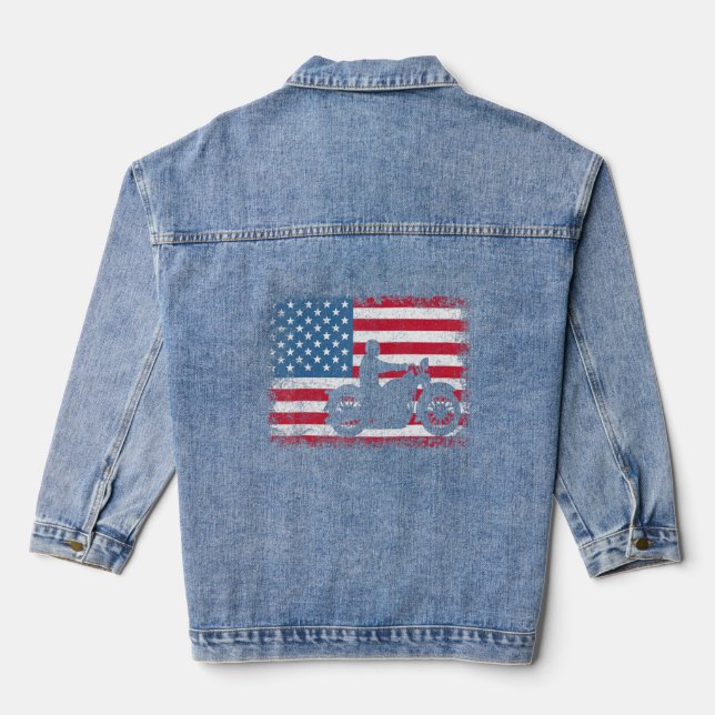 Chaqueta Vaquera Motocicleta de la Bandera Americana 1 (Reverso )