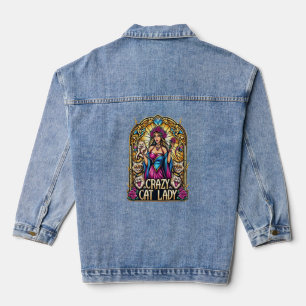 Chaqueta Vaquera Mujer Elegante Con Gatito Con Gatos Alrededor
