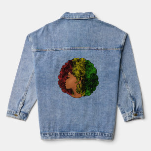 Chaqueta Vaquera Mujer negra rasta afro rojo amarillo verde