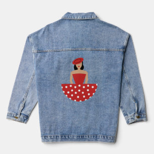 Chaqueta Vaquera Mujer vestida con un traje de flamenco