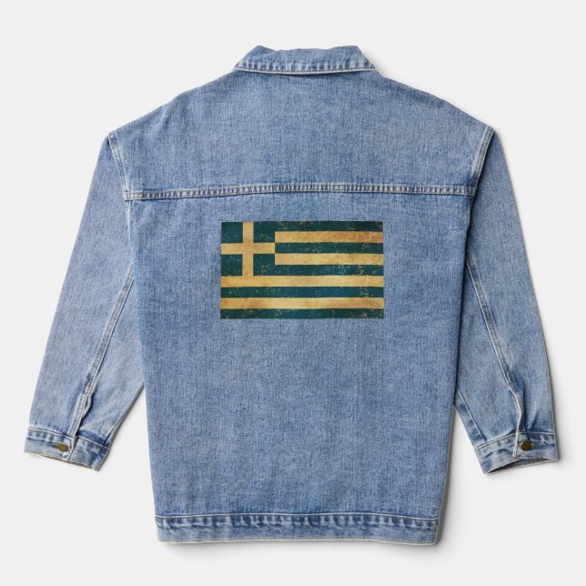Chaqueta Vaquera Mujeres de Grunge con bandera de Grecia (Reverso )