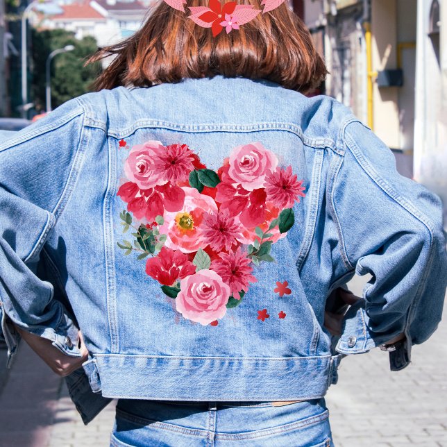 Chaqueta Vaquera Mujeres Día de San Valentín florales rosadas de am (Subido por el creador)