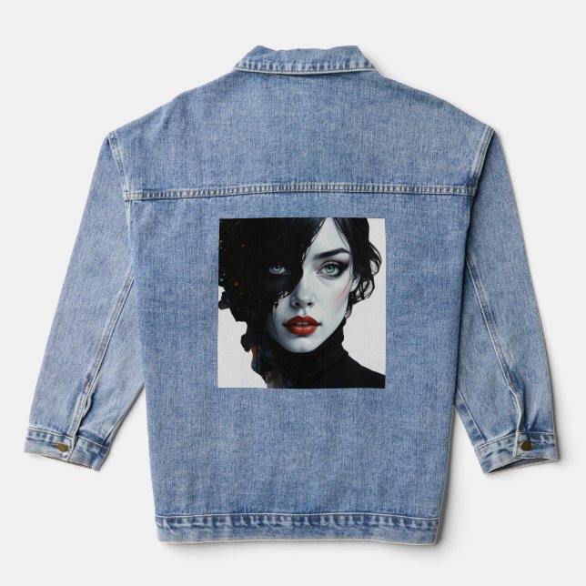 Chaqueta Vaquera Musa de medianoche - Retrato de tinta y salpicón (Reverso )