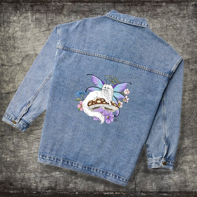 Chaqueta Vaquera Mushroom de gato de hadas blancas (Subido por el creador)