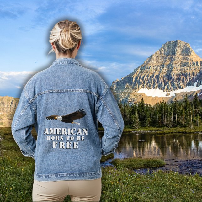 Chaqueta Vaquera Nació un americano de águila calva para ser libre (Subido por el creador)