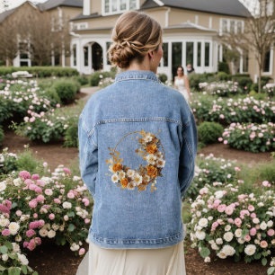 Chaqueta Vaquera Naranja Dorado Flores Blancas Rustic Elegant