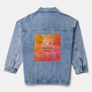 Chaqueta Vaquera Naranja rojo 50 cumpleaños fecha de añadir nombre