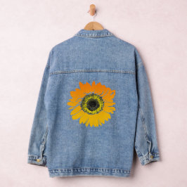 Chaqueta Vaquera Naranja Yellow Sunflower Design Denim Jacket