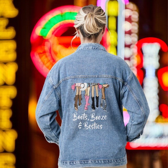 Chaqueta Vaquera Nashville Boot Booze & Besties Despedida de Solter (Subido por el creador)