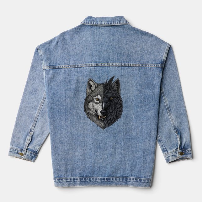 Chaqueta Vaquera Naturaleza silvestre Crow-Wolf Raven (Reverso )