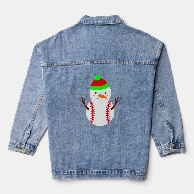 Chaqueta Vaquera navidades feos de snowman de béisbol (Reverso )