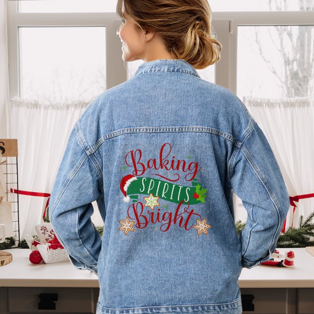 Chaqueta Vaquera Navidades feriados Espíritus de horneado brillante (Christmas Holiday Baking Spirits Bright Festive Denim Jacket)