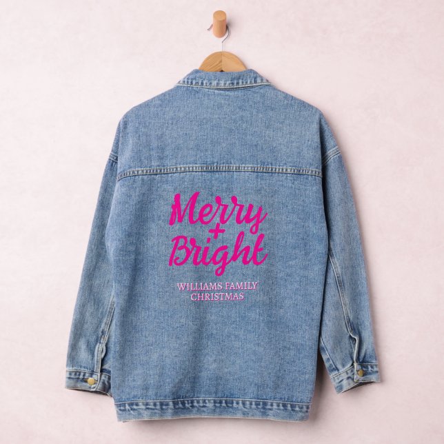Chaqueta Vaquera Navidades rosados Merry Bright Nombre de la famili (Hangar)