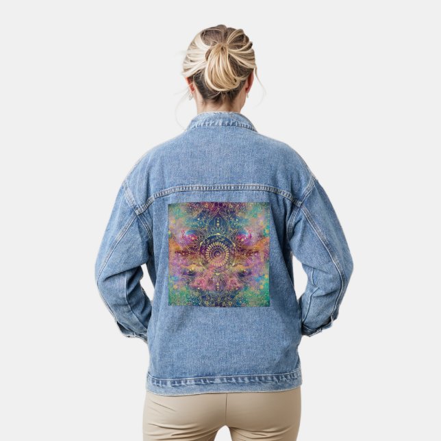 Chaqueta Vaquera Nebulosa de color dorado Mandala (Modelo)
