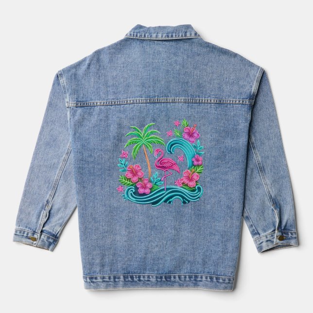 Chaqueta Vaquera Neon Flamingo Tropical (Reverso )