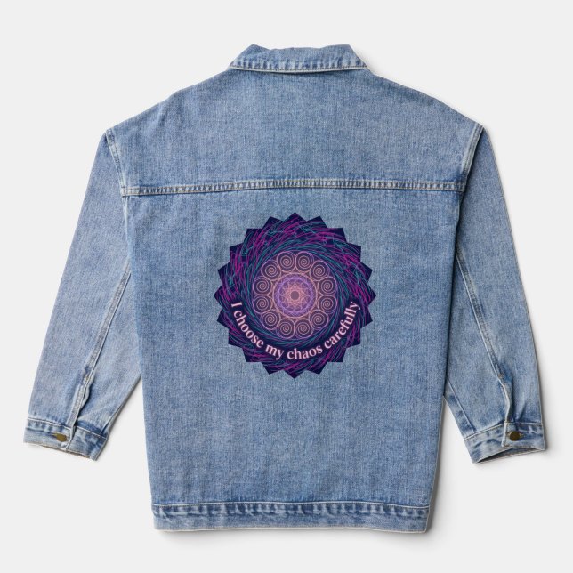 Chaqueta Vaquera Neurodivergent Chaos Quote Neon Mandala Art (Reverso )