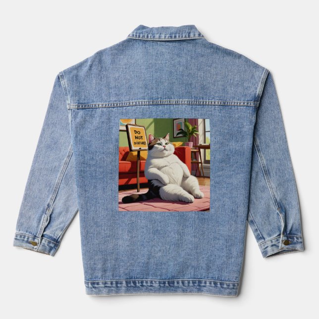 Chaqueta Vaquera No molestar a la Grasa Gato Funny (Reverso )