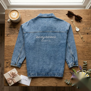 Chaqueta Vaquera Nombre de caligrafía personalizado de la mejor mam