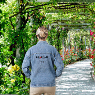 Chaqueta Vaquera Nombre de graduación rojo negro minimalista
