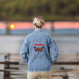 Chaqueta Vaquera Nombre de la libélula rosa y turquesa del naranja 