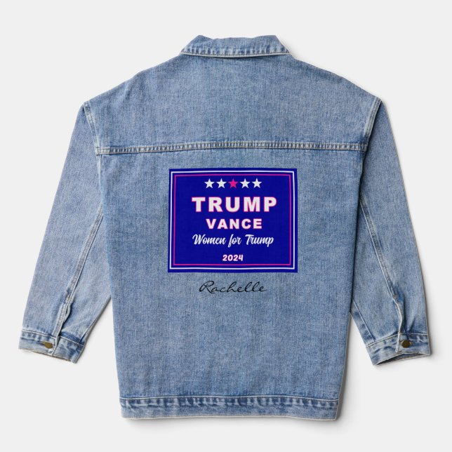 Chaqueta Vaquera Nombre, Mujeres para Trump 2024 Watch Fiesta (Reverso )