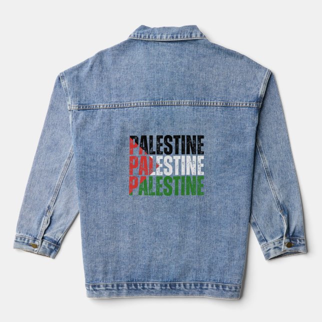 Chaqueta Vaquera Nombre palestino con bandera palestina (Reverso )