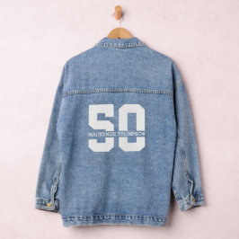 Chaqueta Vaquera Nombre personalizado 50 cumpleaños moderno