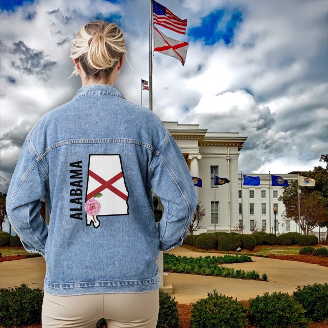 Chaqueta Vaquera Nombre personalizado Bandera de Alabama y camellia (Subido por el creador)