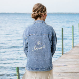 Chaqueta Vaquera Nombre personalizado de boda con guión clásico