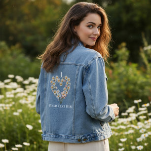 Chaqueta Vaquera Nombre Personalizado Flor de Margarita Corazón Día