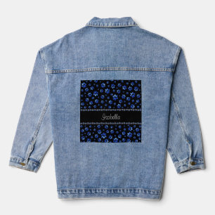 Chaqueta Vaquera Nombre personalizado, patas de perro brillantes az