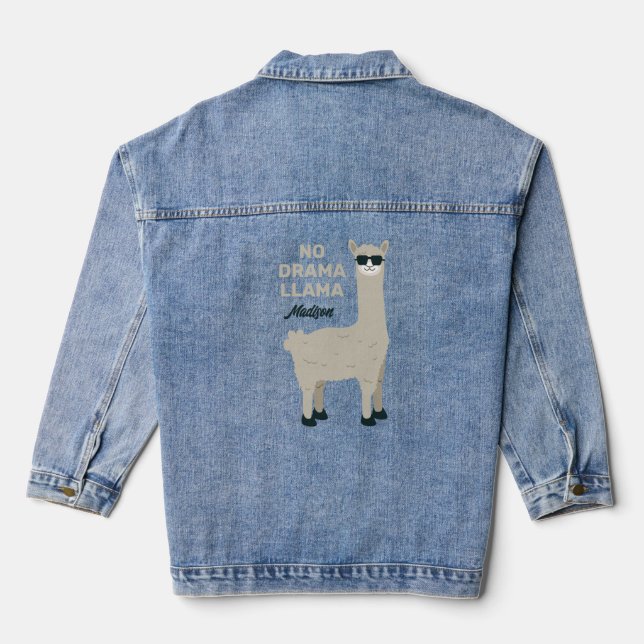 Chaqueta Vaquera Nombre personalizado y texto Llama Guay (Reverso )