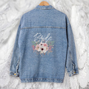 Chaqueta Vaquera Novia Acuarela Boho Rústico Floral
