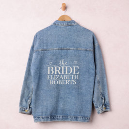 Chaqueta Vaquera Novia Bodas con Corazones Escritura Clásica