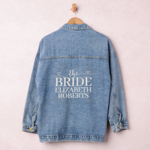 Chaqueta Vaquera Novia Bodas con Corazones Escritura Clásica