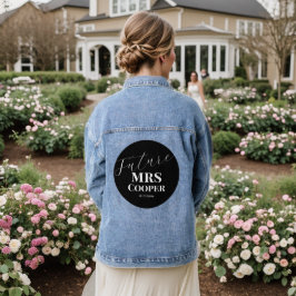 Chaqueta Vaquera Novia con Caligrafía Moderna en Blanco y Negro