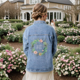 Chaqueta Vaquera Novia Personalizada Floral Acuarela Flor Silvestre