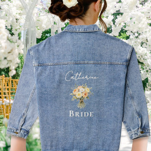 Chaqueta Vaquera Novia Personalizada Floral Rústica Boda